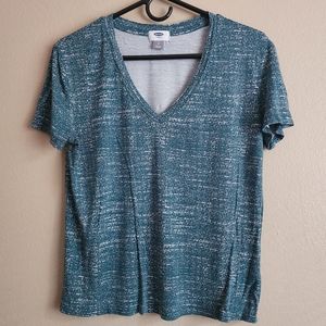 Green Short-sleeved Vneck Top
